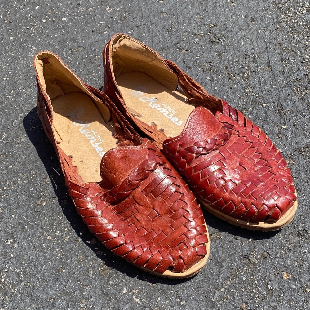 Calzado Ramses Youth’s Brown Woven Leather Sandals Shoes Size 2